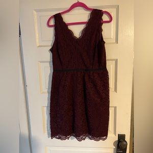 Lace Maroon Loft Cocktail Dress